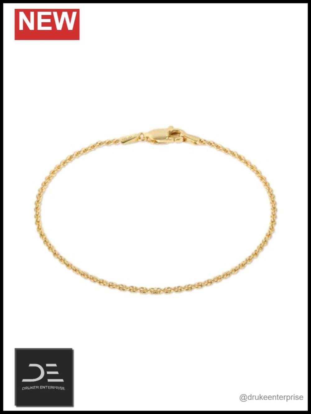 14K Gold Filled Rope Chain Bracelet, 1.5mm Twisted Link, Dainty Unisex Gift